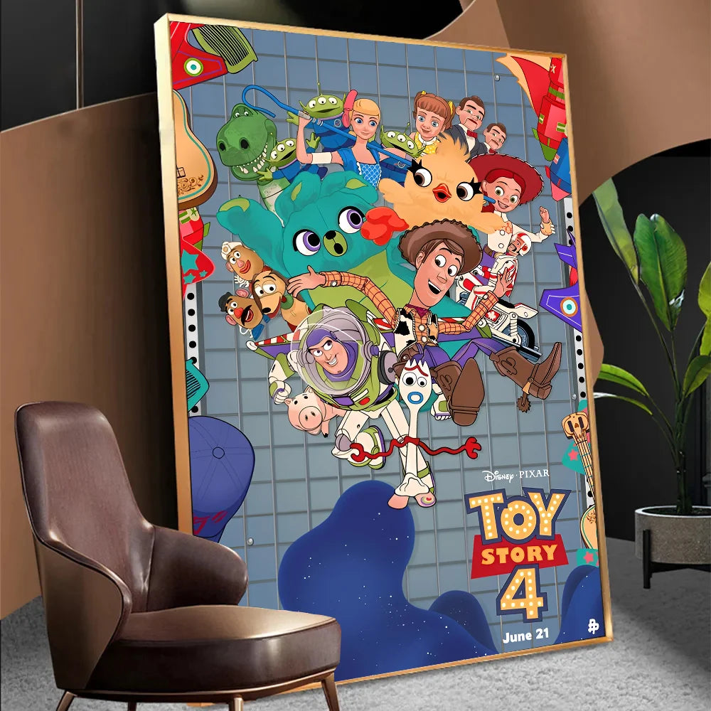 T-Toy S-Story Anime Posters Sticky Waterproof Paper Sticker Coffee House Bar Kawaii Room Decor