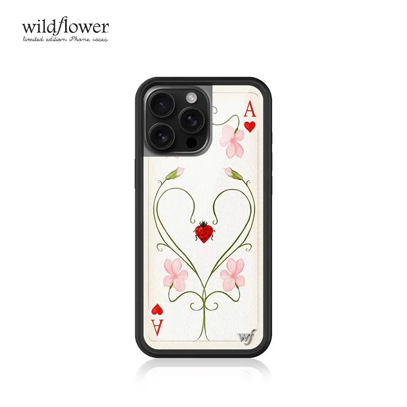 Wildflower Lila Moss Dreamy Hearts Flower Wildflower Phone Case For iPhone 12 13 14 15 16 Pro Max WF 3D Love Heart Poker A Case
