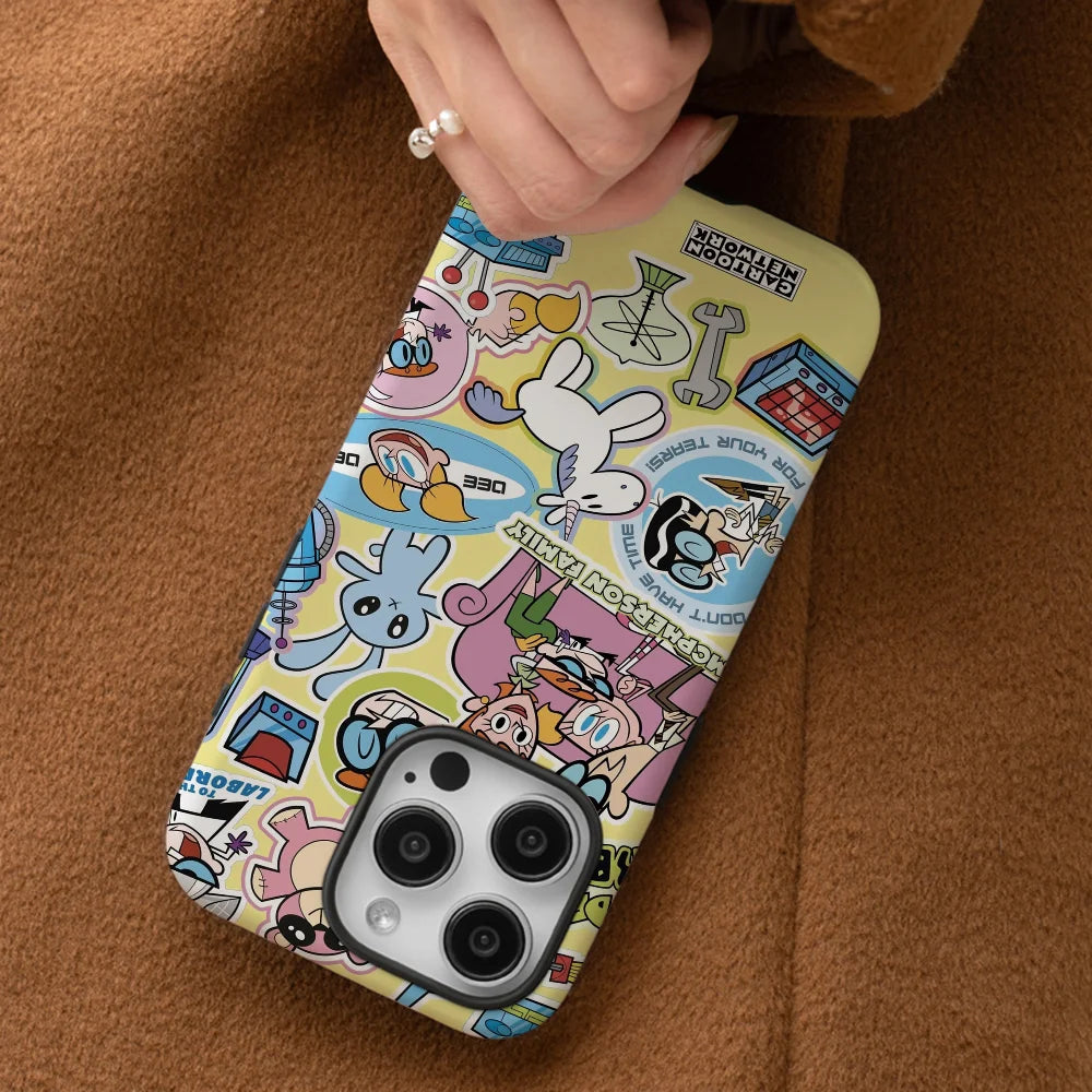Cartoon D-Dexter s L-Lab Sticker Phone Case Phone Case Film shell For iPhone 16 15 14 13 12 11 Pro Max Plus