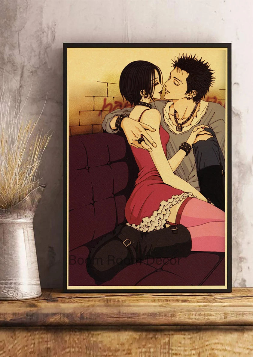 Hot Anime Posters NANA Retro Kraft Paper Sticker Poste 2021 Arrivals Bar Cafe Decor Nostalgia Gift Funny Prints Wall Paintings