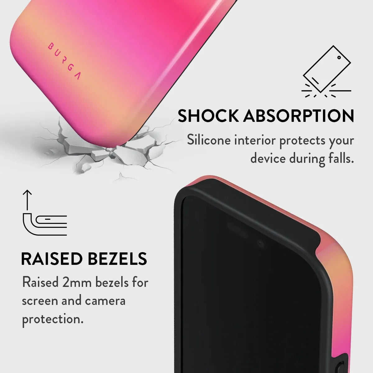 Gradient Art BURGA Phone Case for iPhone 16 15 14 13 12 11 X XS XR XSMAX 7 8 Pro Max Plus Luxury Double-layer Back Cover