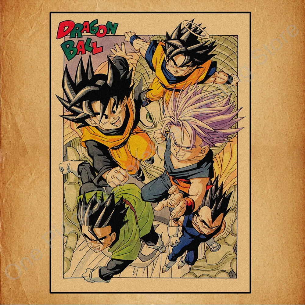 Bandai Classic Anime Retro Dragon Ball HD Poster Goku Gohan Vegeta Piccolo Friza Canvas Painting Print Wall Art Children Gift