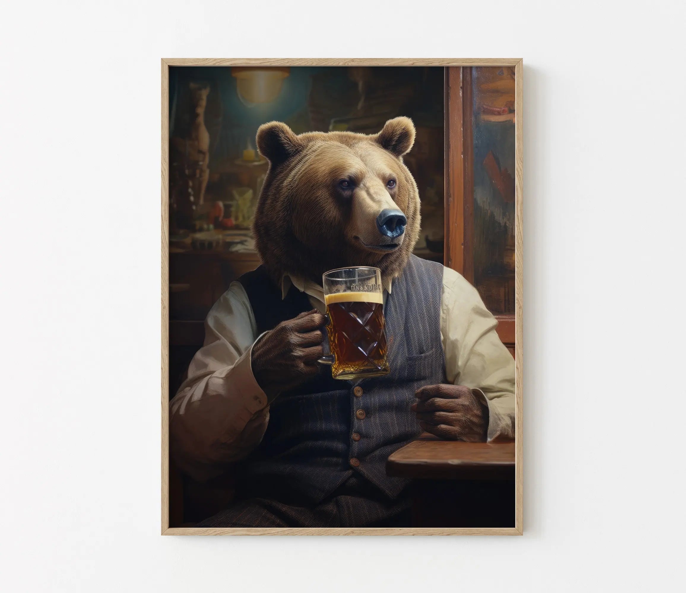 Funny Animals Drinking Beer Cat Koala Dog Poster Print Wall Art Pictures Canvas Painting Living Room Bedroom Home Decor Gift
