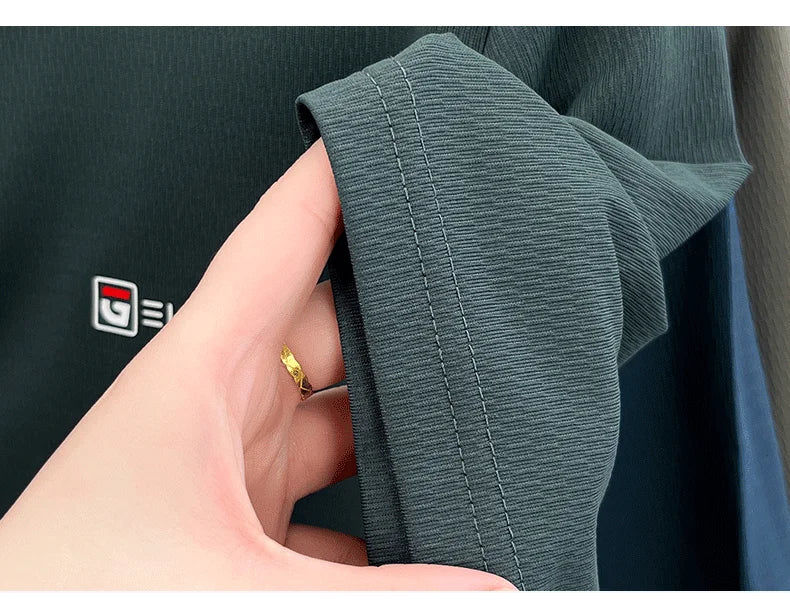 Luxury fashion men's short sleeve polo shirt summer new trend brand symbol embossed silky smooth loose breathable lapel T-shirt