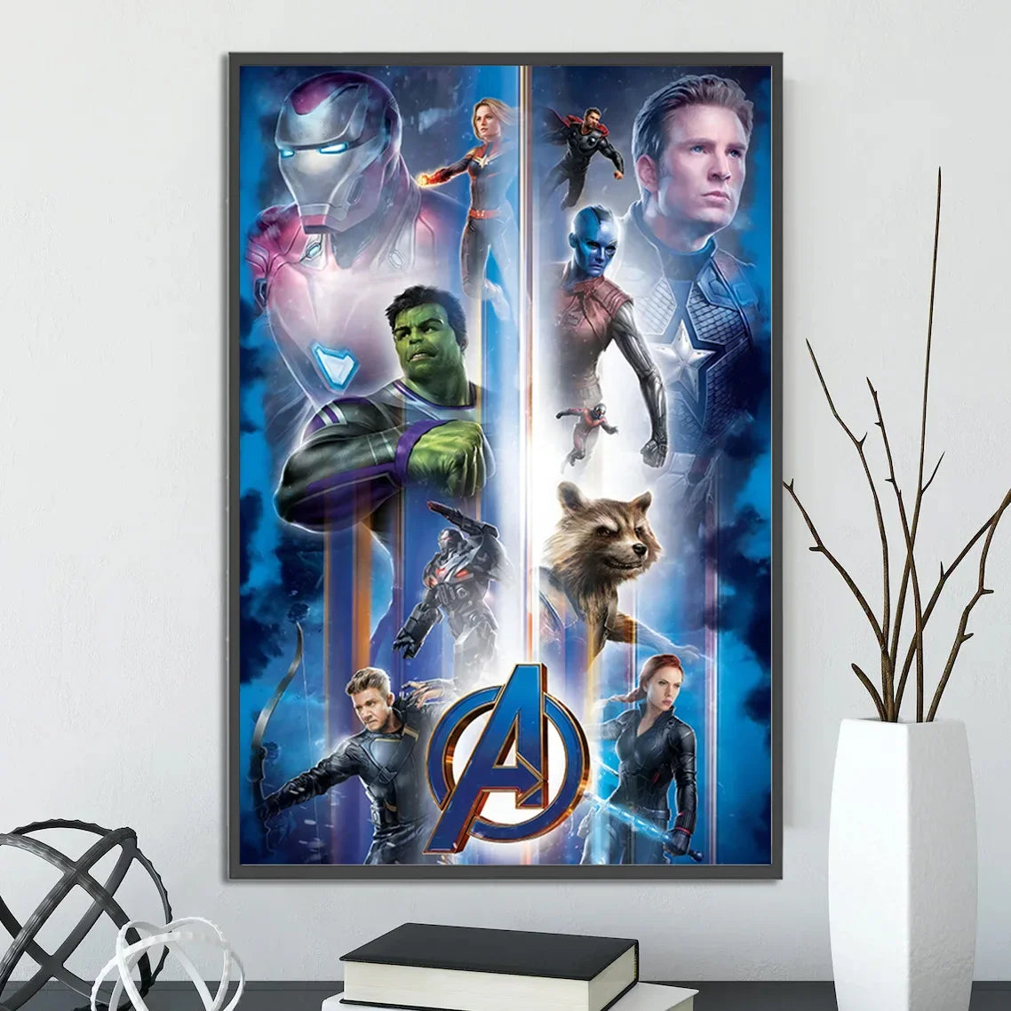 I-Iron Man M-Marvel Movie Poster Self-adhesive Wallpaper Figures Home Decoration Painting Wall T-Thor Art Bedroom Cartoons Decor