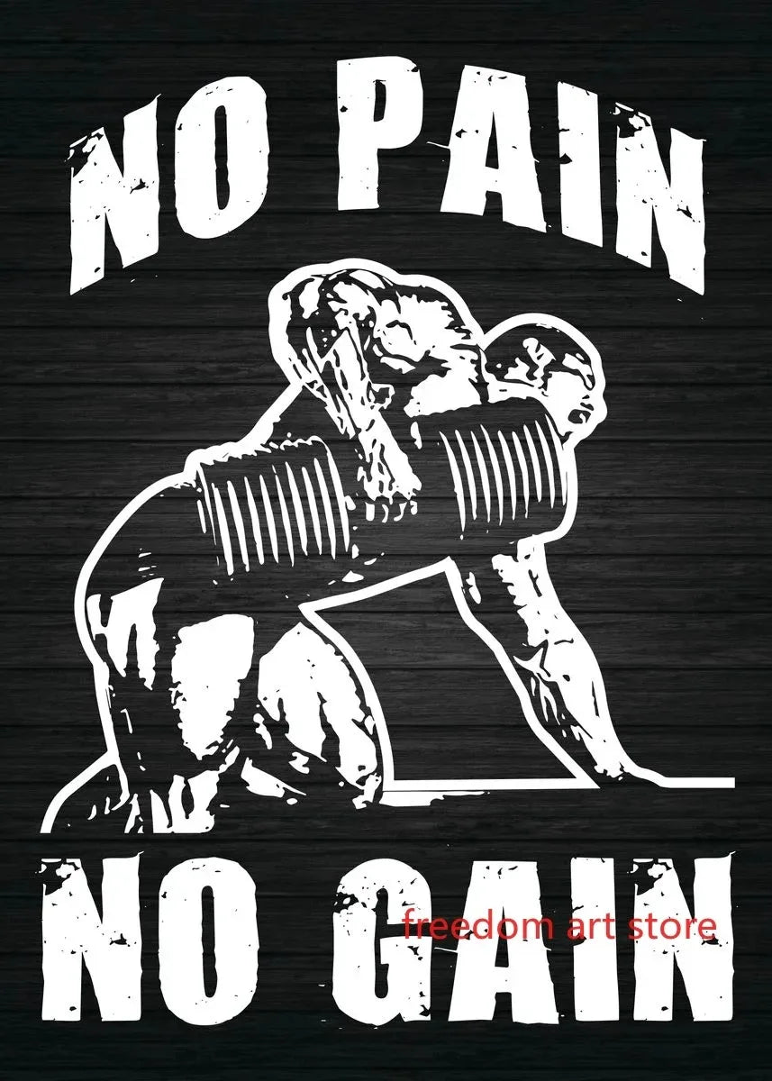 Gym Motivation Muscle Man Bodybuilding Fitness Strength Barbell Art Poster Canvas Painting Wall Print Picture for Home Gym Decor