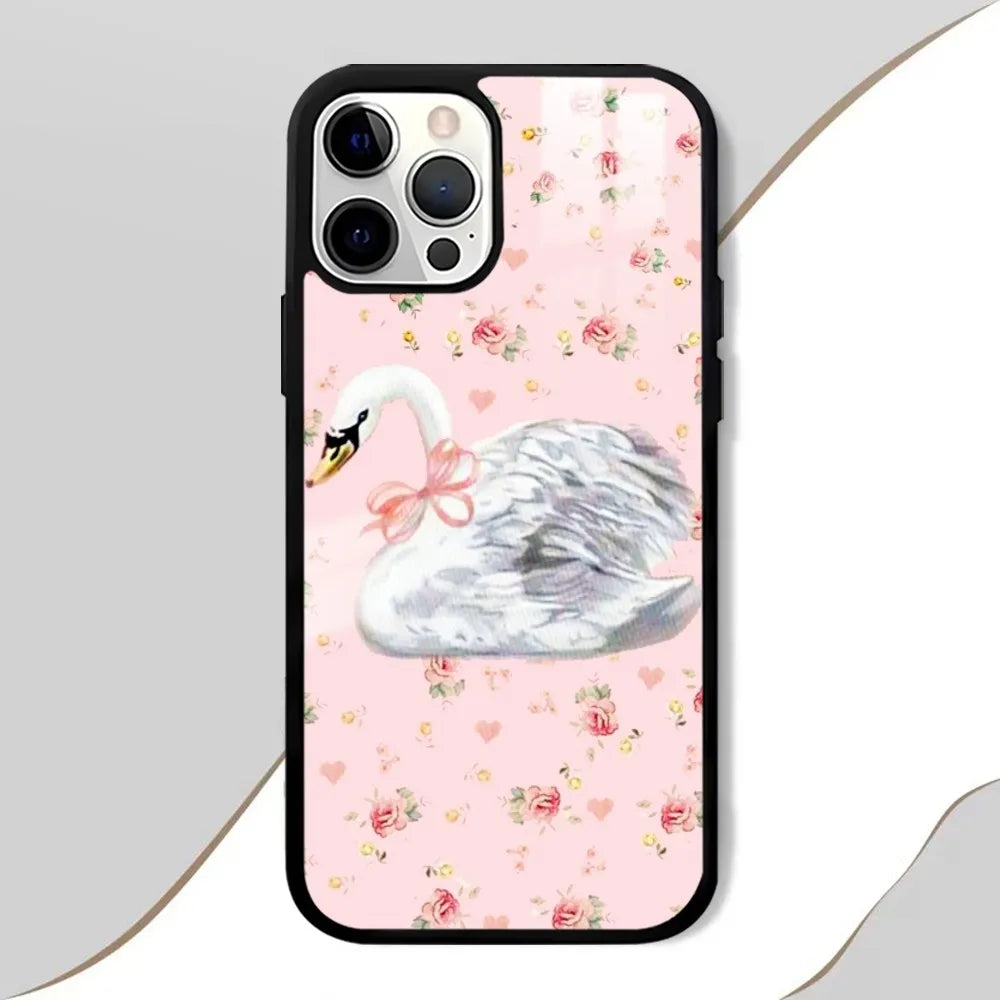 Wildflower Swan Rabbit Dog Phone Case For IPhone 16 15 14 13 12 11 Pro Xs Max Mini Plus Celulares Hard Funda