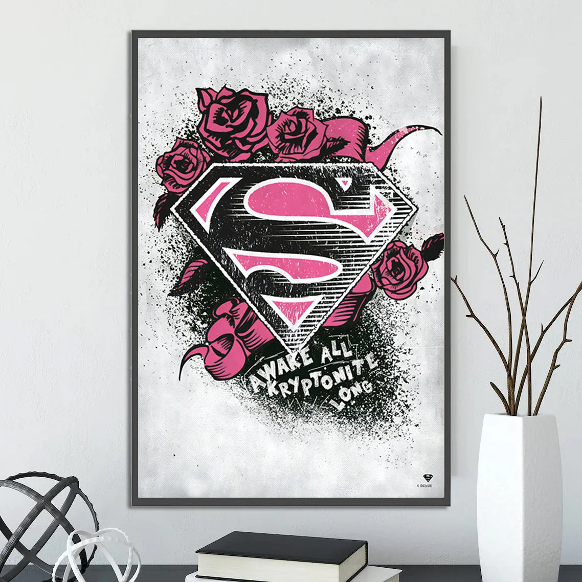 DC Superman Logo Self-adhesive Poster Movie Wallpaper Figures Home Decoration Painting Wall Art Batman Room Decor Kids Gift