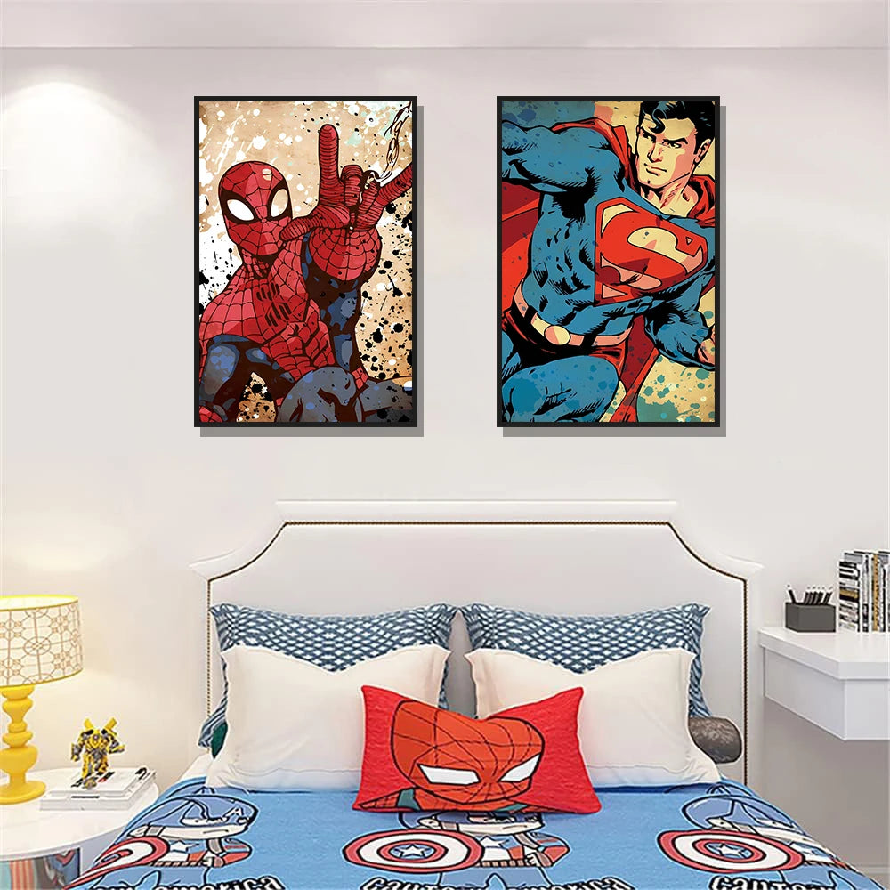 HOT Toys Spider Man Canvas Poster Marvel Hero Decor Iron Man Batman Hulk Mural Modern Home Decoration Gift