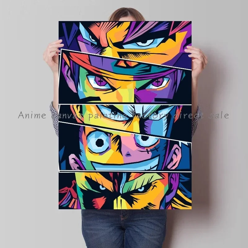 Japan Bandai Retro Anime Surrounding One Piece Luffy Art Canvas Painting Posters Print Mural Home Wall Aesthetic Room Decor