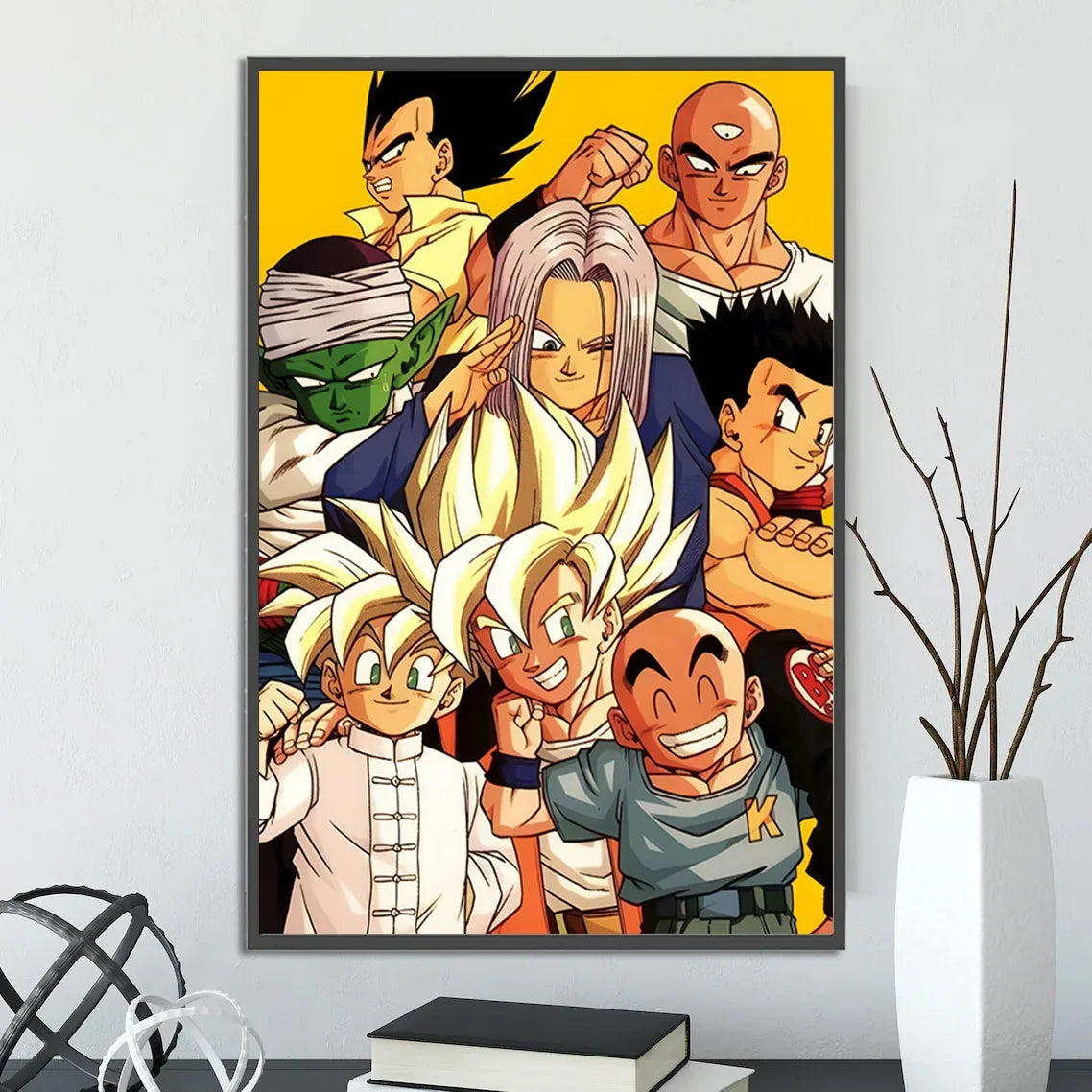 Dragon Ball Self-adhesive Poster Super Saiyan Goku Anime Wallpapr Vegeta Home Decoration Painting Wall Art Kid Birthday Gift