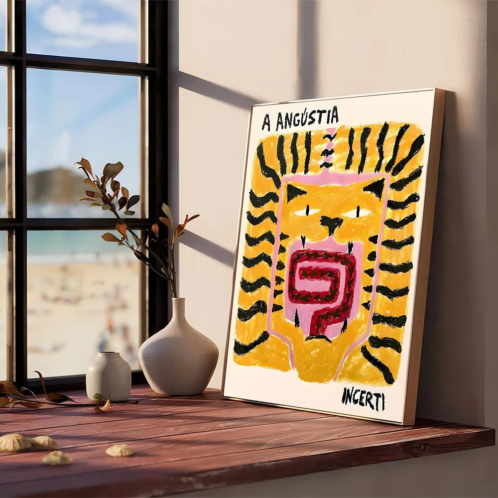 Wild Leopard Tiger Vase Flower Rainbow Girl Power Poster Kraft Paper Prints Home Room Cafe Bar Art Wall Decor Aesthetic Painting