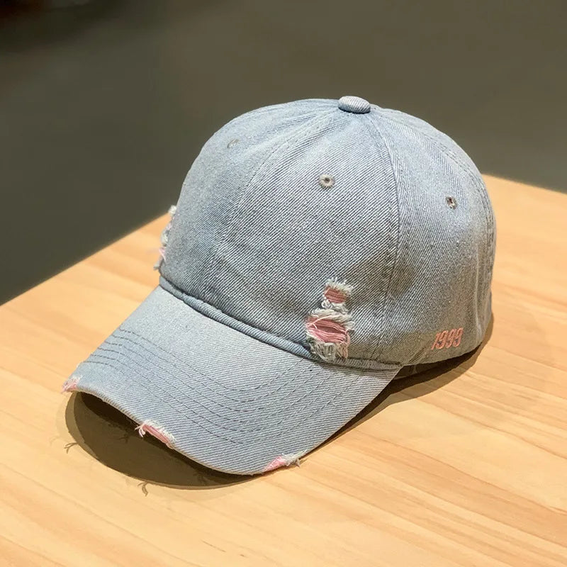 New Fashion Adult Washed Denim Baseball Caps Men Women Casual Solid Snapback Sport Cap Ripped Distressed Hip Hop Fishing Hats