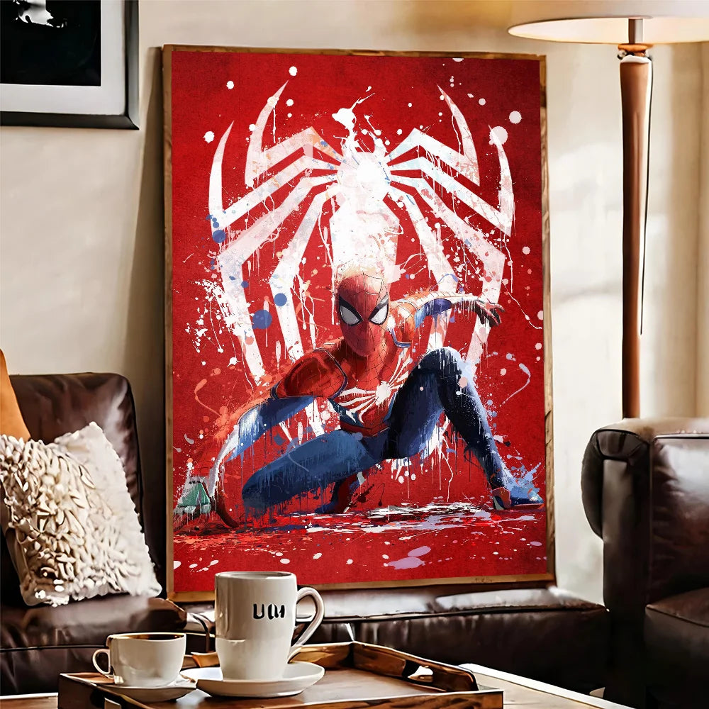 TOMY Spiderman Anime Posters Sticky HD Quality Wall Art Retro Posters For Home Room Wall Decor