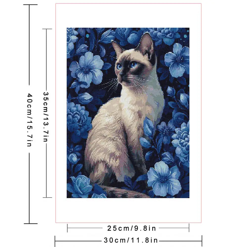 Huacan Diamond Painting New Collection Cat Animal Flower Full Round Diamond Mosaic Decor For Home