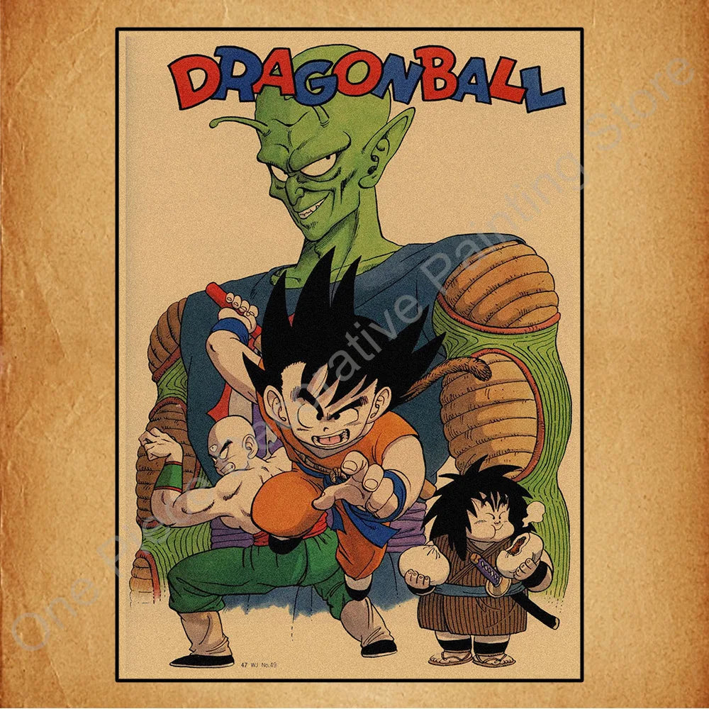 Bandai Classic Anime Retro Dragon Ball HD Poster Goku Gohan Vegeta Piccolo Friza Canvas Painting Print Wall Art Children Gift