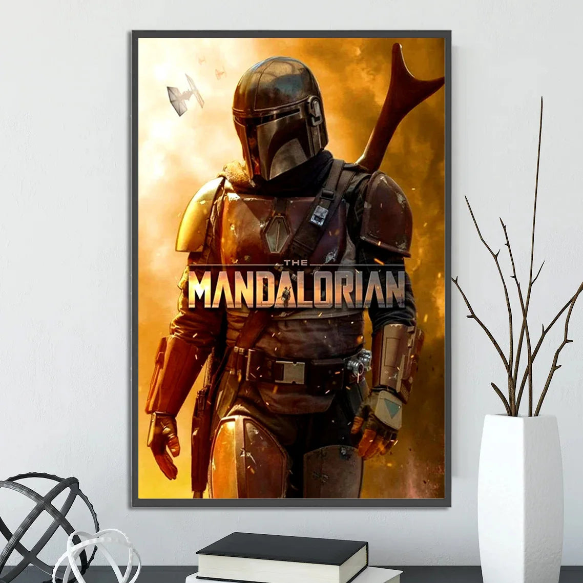 Star Wars Mandalorian Self-adhesive Poster Figures Home Decoration Painting Wall Art Computer Room Decor Kid Gift Yoda Wallpaper