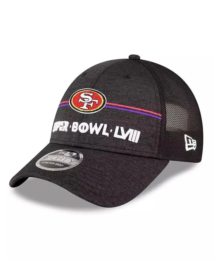 New Era | Men's Heather Black San Francisco 49ers Super Bowl LVIII 9FORTY Trucker Adjustable Hat