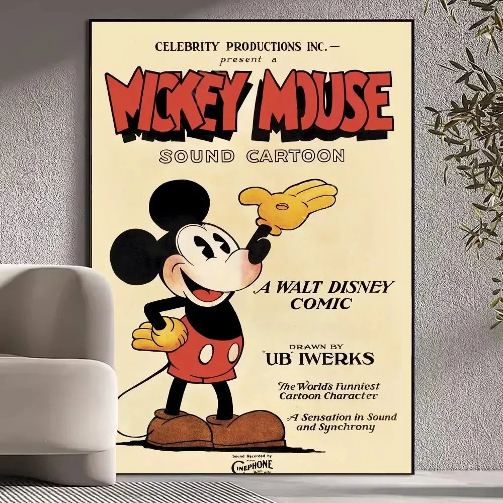 MINISO Canvas Painting Prints Wall Pictures Disney Mickey Mouse Anime Poster Living Room Decoration