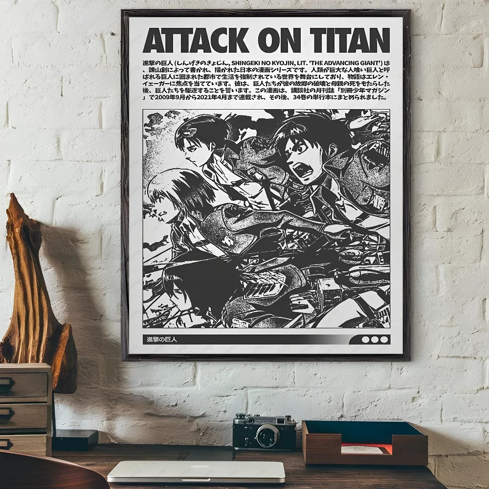A-Attack On Japanese Manga T-Titan Poster Sticky Wall Art Printing Waterproof Home Living Bed Room Bar Hallway Aesthetic Decor