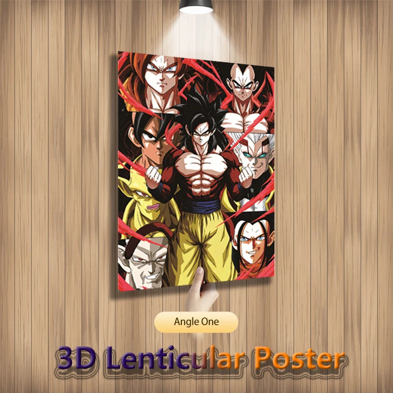Dragon Ball Anime Lenticular Poster Goku Painting Wall Art 3D Flip Gradient Poster Home Decor(Without Frame)