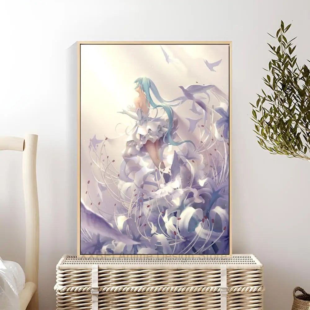 Virtual Idol H-Hatsunes M-MikU Poster Modern Art Mural Indoor Wall Sticker Bedroom Bedside Display Decorative Painting