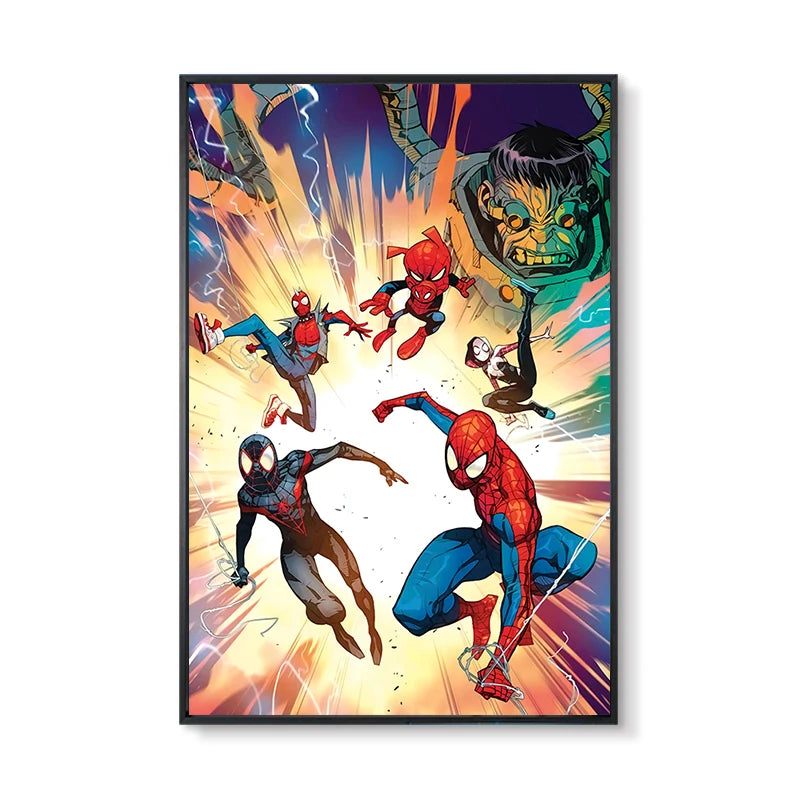Marvel Super Hero Decorative Painting Anime Spider Man Art Poster Retro American Film Mural Home Childrens Room Wall Decor Print