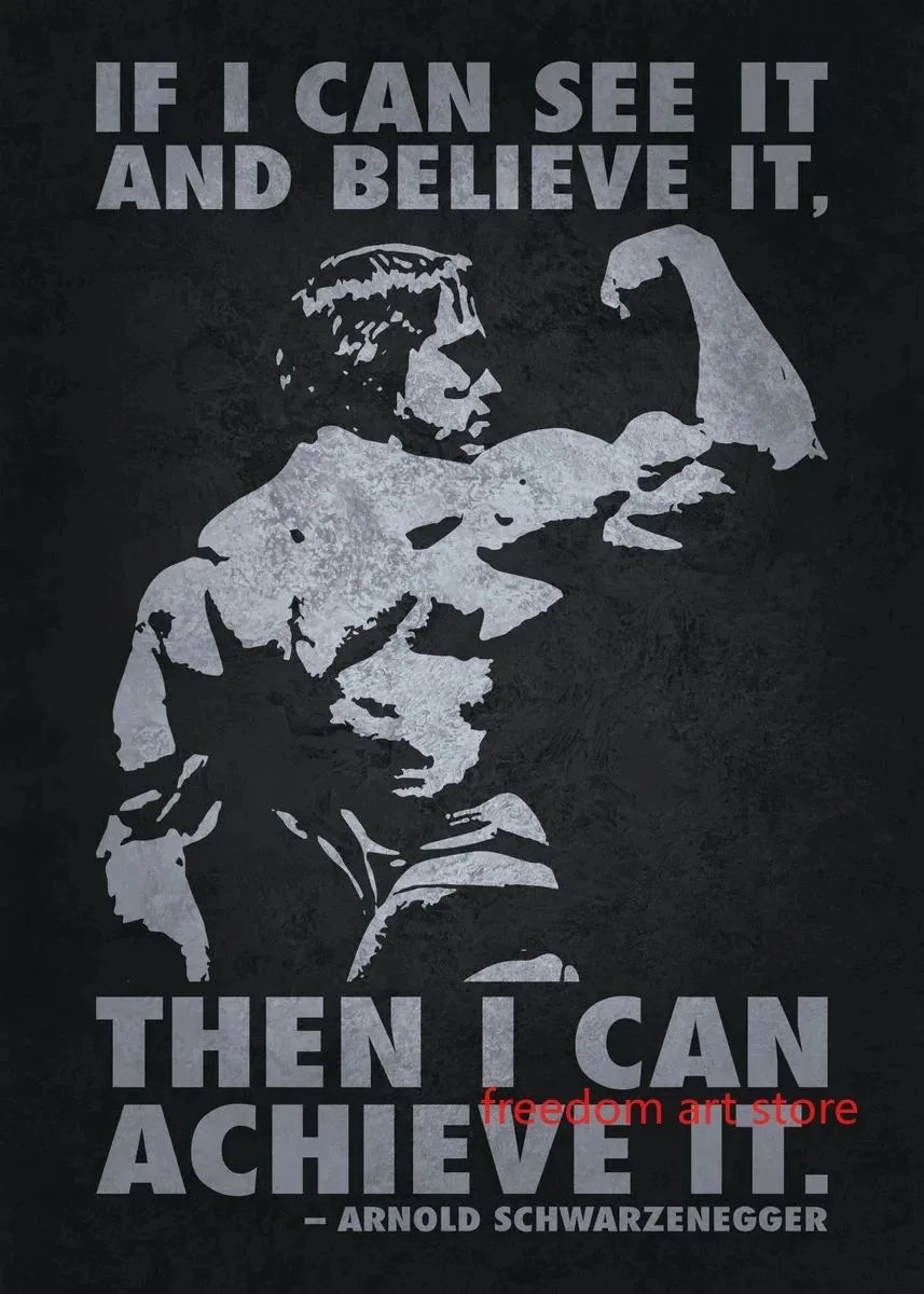 Gym Motivation Muscle Man Bodybuilding Fitness Strength Barbell Art Poster Canvas Painting Wall Print Picture for Home Gym Decor