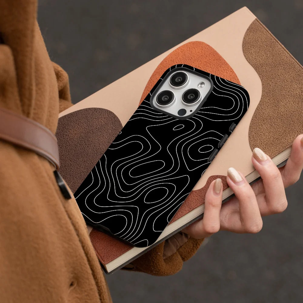 Black and white lines Phone Case Phone Case Film shell For iPhone 16 15 14 13 12 11 Pro Max Plus