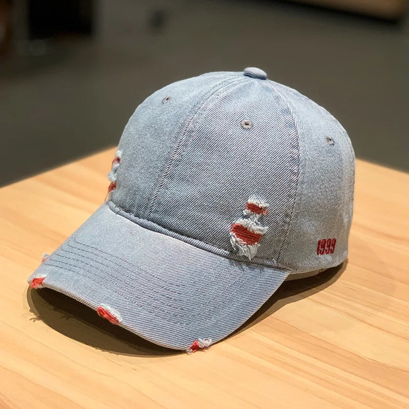 New Fashion Adult Washed Denim Baseball Caps Men Women Casual Solid Snapback Sport Cap Ripped Distressed Hip Hop Fishing Hats