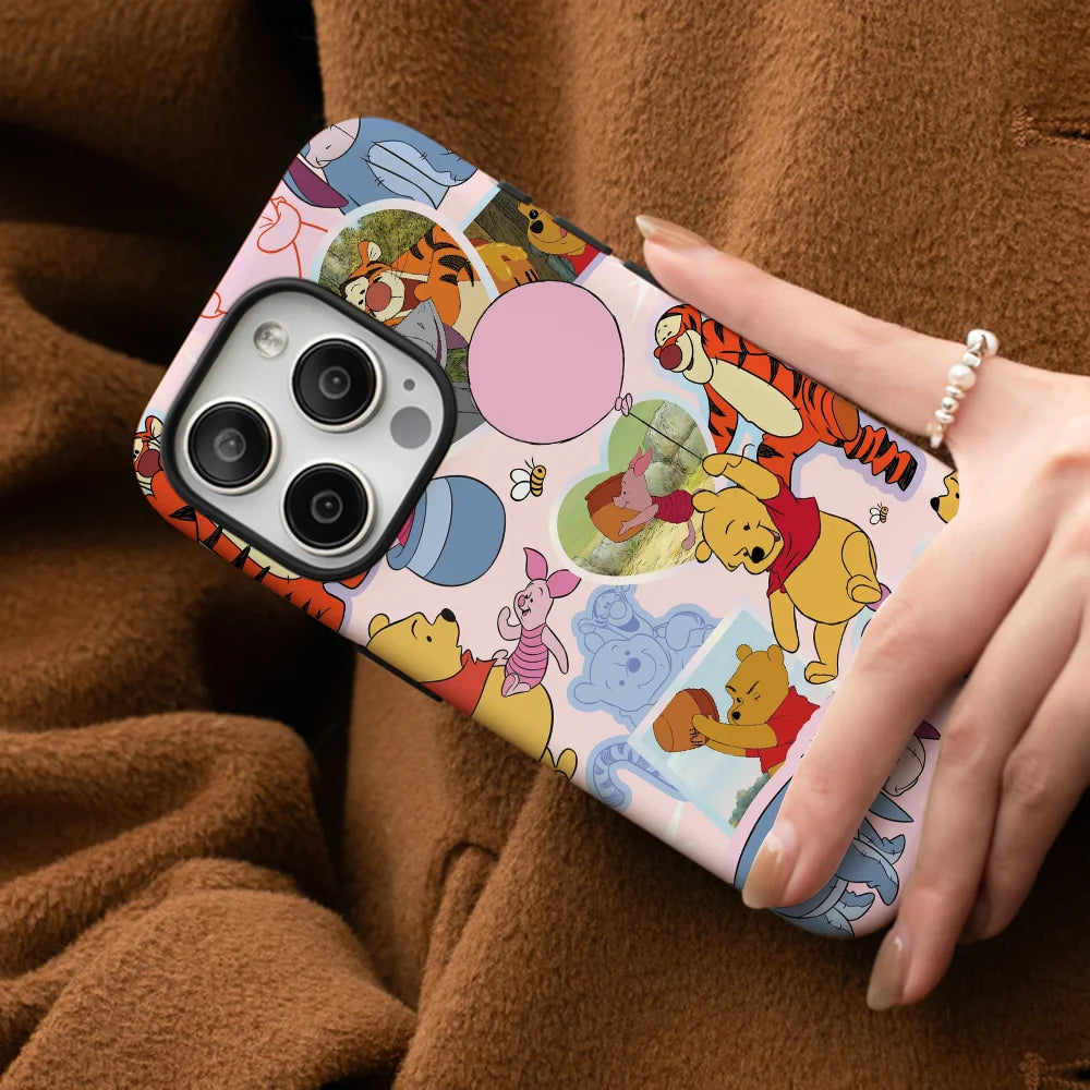 Winnie The Pooh Sticker Phone Case Phone Case Film shell For iPhone 16 15 14 13 12 11 Pro Max Plus