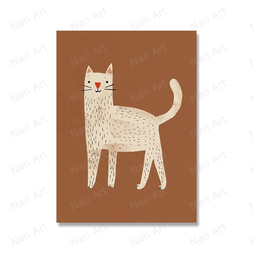 Funny Animals Rabbit Dog Cat Skateboard Posters Prints Wall Art Canvas Neutral Nursery Picture for Baby Kids Room Decor Unframed