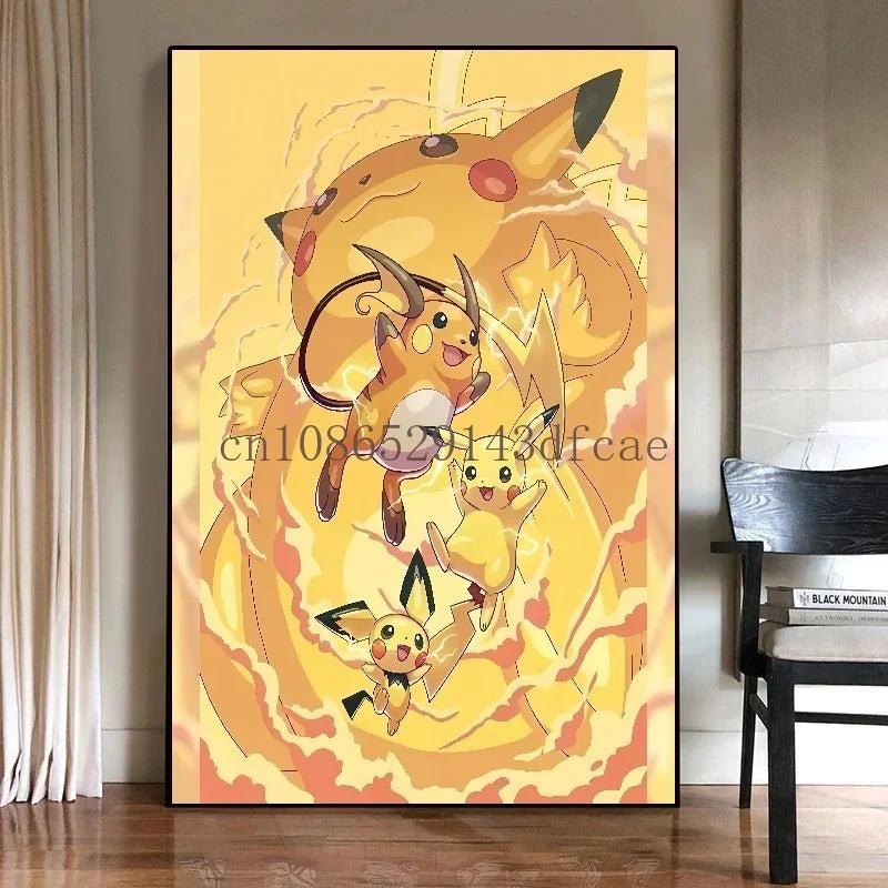 Classic Canvas Wall Art Aesthetic Poster Pokemon Pikachu Home Room Painting Cuadros Best Gift Hanging Gifts Cartoon Character