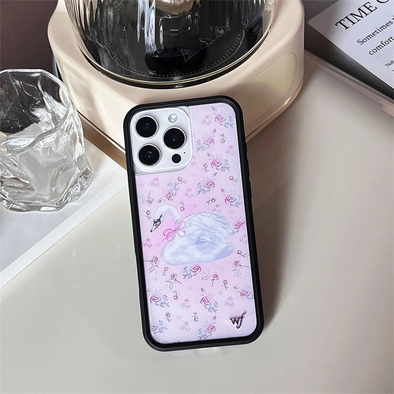 Wildflower 3D WF Metal Logo Anime Phone Case for iPhone 16 15 14 13 12 Pro Max Plus Lovely Dog Deer Camouflage Back Cover Funda