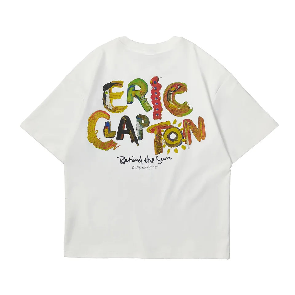 Men's Letter Embroidery Oversized T-Shirt Summer 2025 New Trendy Print Loose Short Sleeved Tee Casual Versatile Tops Clothing
