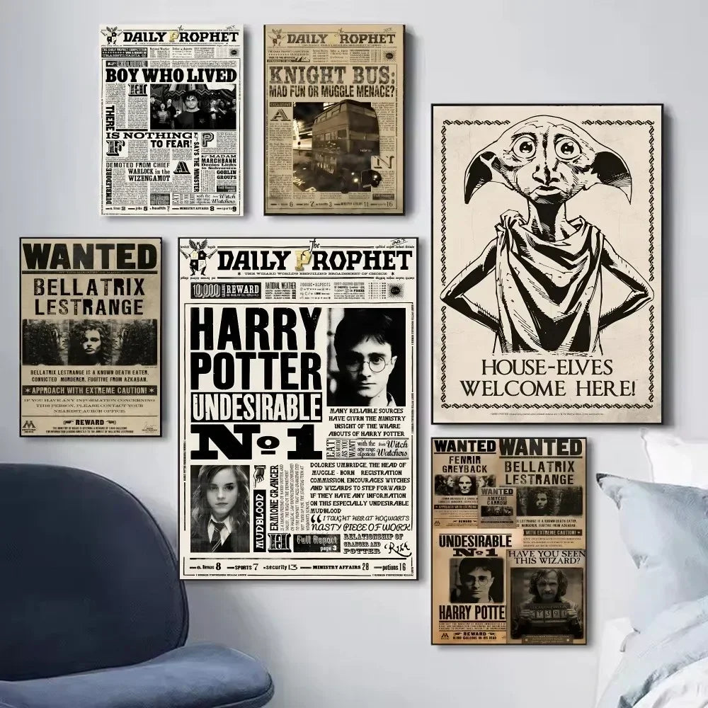 1pc Composite kraft paper H-harry P-potter Poster Self-adhesive Art Waterproof Paper Sticker Coffee House Bar Room Wall Decor