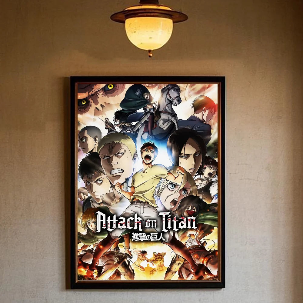 A-Attack on Titan Poster art sticky wall waterproof home living room bedroom bar aesthetic decoration