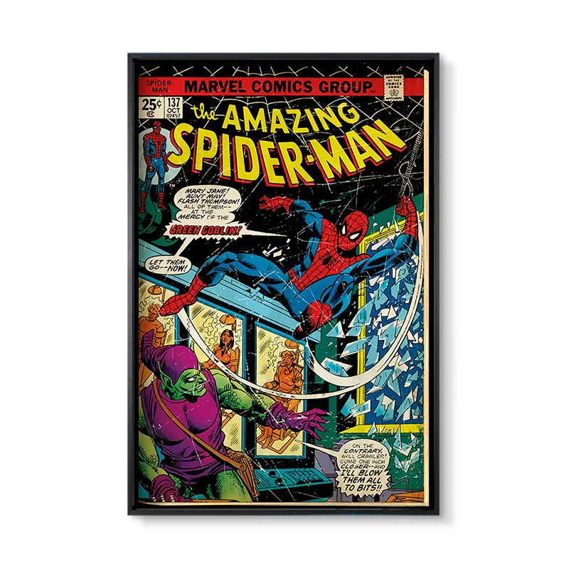 Marvel Super Hero Decorative Painting Anime Spider Man Art Poster Retro American Film Mural Home Childrens Room Wall Decor Print