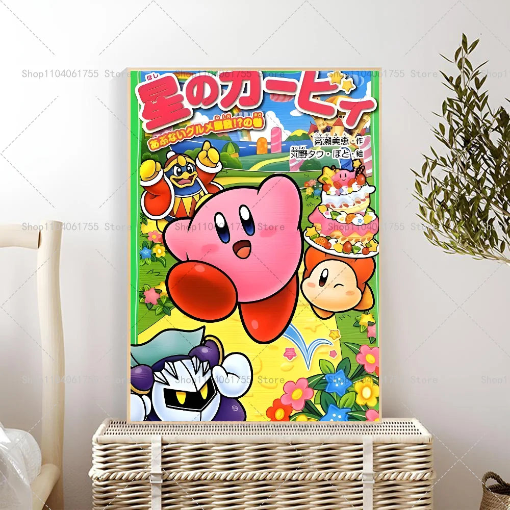 1PC Cartoon Cute K-Kirby Poster Self-adhesive Art Waterproof Paper Sticker Coffee House Bar Room Wall Decor