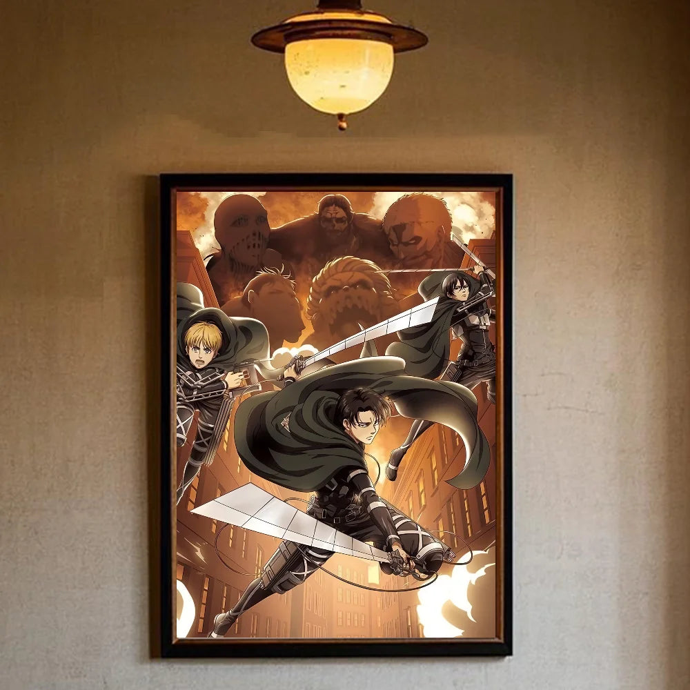 A-Attack on Titan Poster art sticky wall waterproof home living room bedroom bar aesthetic decoration