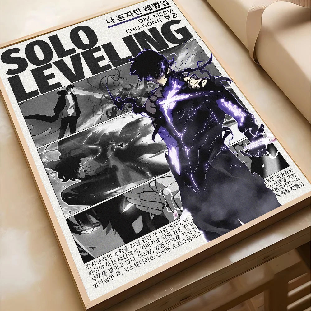 1pc S-Solo L-Leveling Poster Self-adhesive Art Waterproof Paper Sticker Coffee House Bar Room Wall Decor