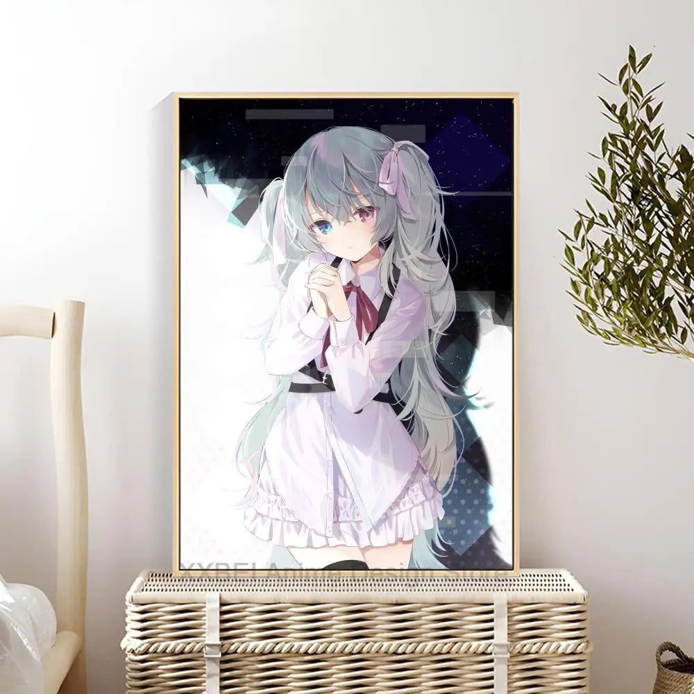 Virtual Idol H-Hatsunes M-MikU Poster Modern Art Mural Indoor Wall Sticker Bedroom Bedside Display Decorative Painting