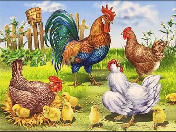 Meian Animal Chicken DIY Cross Stitch 11CT Embroidery Kits Needlework Craft Set Printed Canvas Cotton Thread Home Decoration For