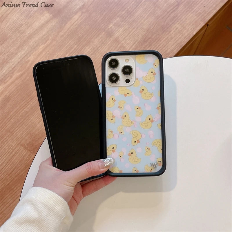 Wildflower 3D WF Metal Logo Phone Case for iPhone 16 15 14 13 12 Pro Max Plus 14pro 16pro Animal Butterfly Horse Fox Cover Funda