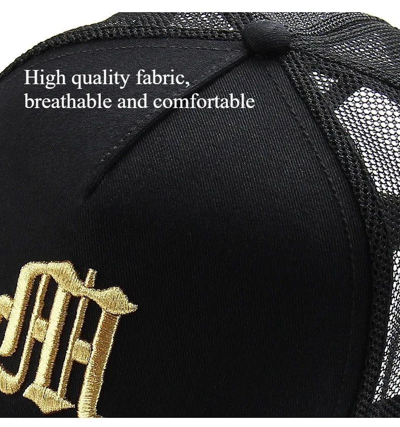 New Men's Large Size 65cm High Top Baseball Cap Tide Big Head Summer Thin Mesh Breathable Trucker Cap Embroidery Sun Hat Women