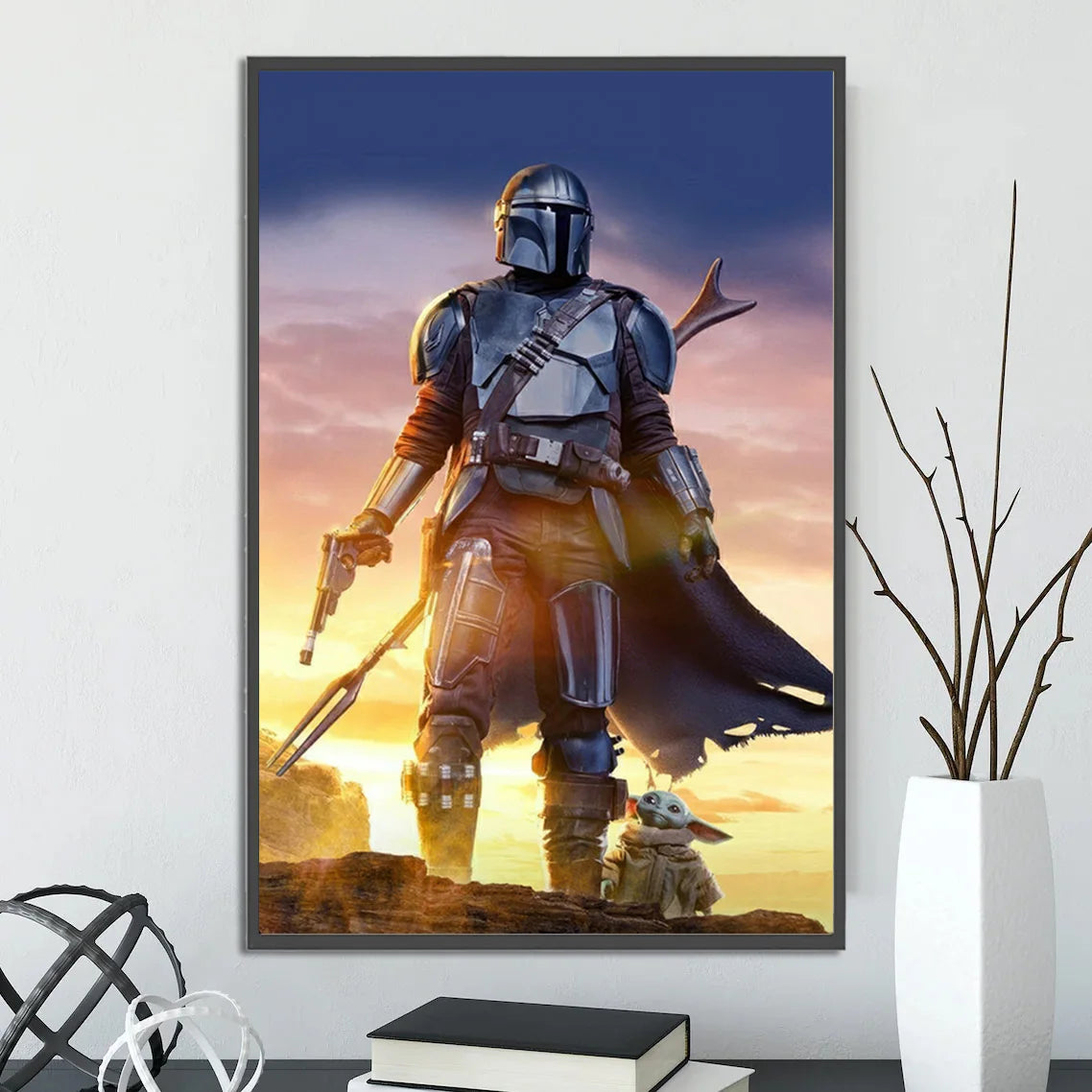 Star Wars Mandalorian Self-adhesive Poster Figures Home Decoration Painting Wall Art Computer Room Decor Kid Gift Yoda Wallpaper
