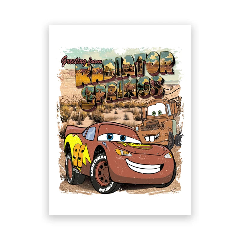 Cartoon Car Movie Art Prints Cars Animation Canvas Painting Lightning McQueen Poster For Boys Room Wall Pictures Decor