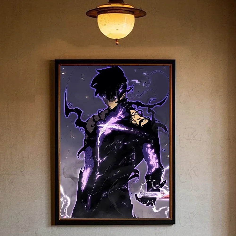 S-Solo Leveling Anime Poster HD art sticky wall waterproof home living room bedroom bar aesthetic decoration