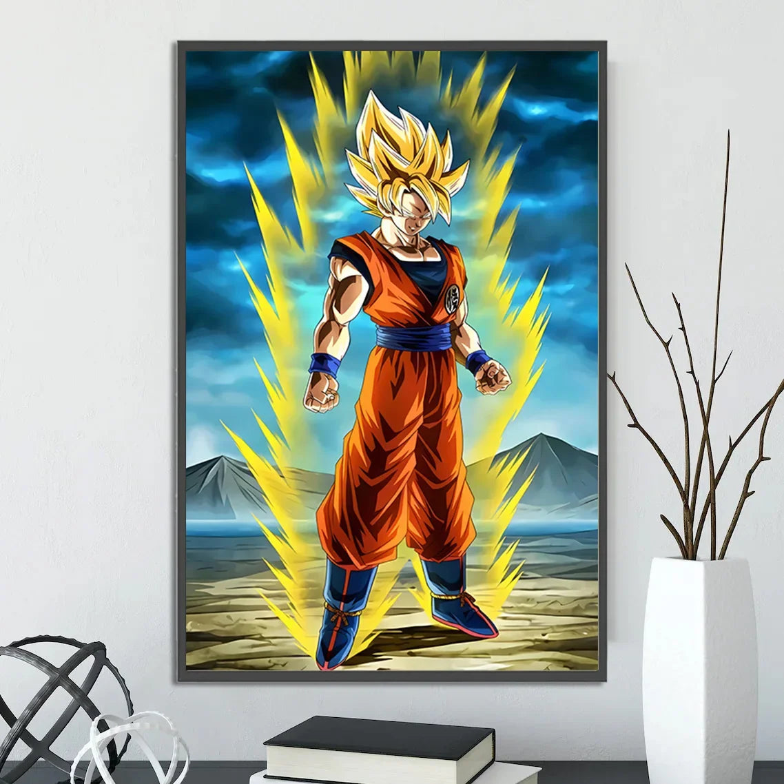 Dragon Ball Self-adhesive Poster Saiyan Goku Anime Wallpapr Figures Home Decoration Painting Pictures Wall Art Birthday Gift