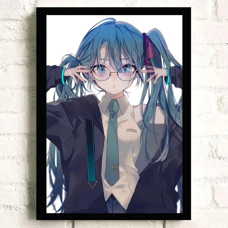 H-Hatsune Anime Miku-Poster Cartoon beautiful girl Anime Canvas Print Poster Poster Wall Art Decoration For Home Room Decoration